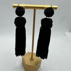 Baublebar Black Tassel Fringe Post Dangle Earrings